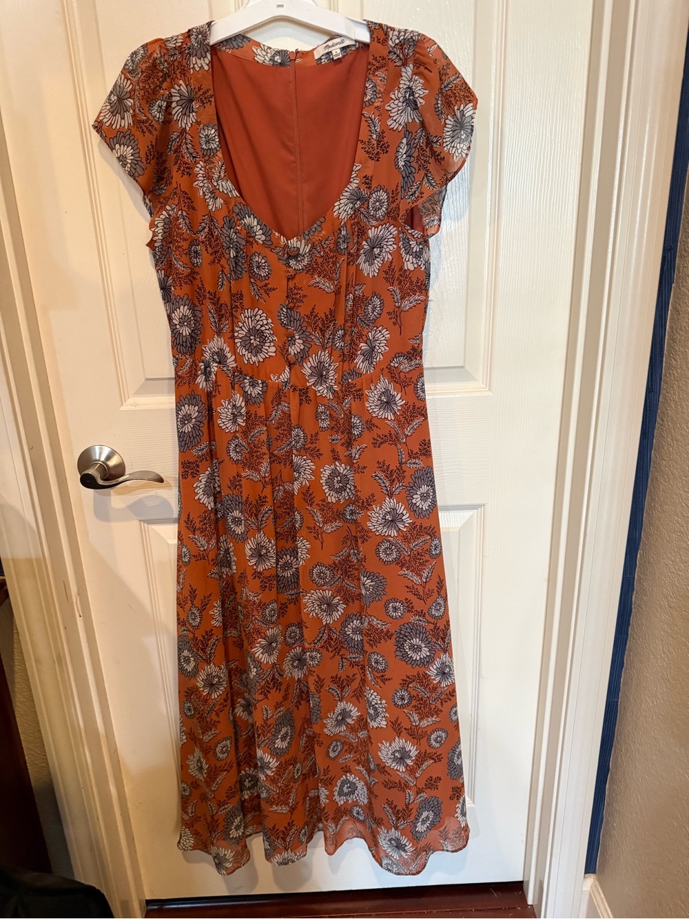 Madewell Rust Floral Maxi Dress with Scoop Neck